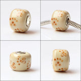 925 Silver Colorful Flowers Pet Foot Prints European Charm Glass Beads