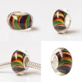 925 Silver Pet Print Heart Charm Glass Beads