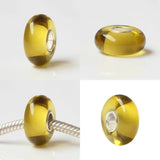 925 Sterling Silver Large Hole Colorful Solid Charm Glass Beads
