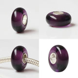 925 Sterling Silver Large Hole Colorful Solid Charm Glass Beads