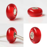 925 Sterling Silver Large Hole Colorful Solid Charm Glass Beads