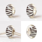 925 Sterling Silver Colorful Stripe Charm Glass Beads for European Bracelet
