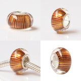 925 Sterling Silver Colorful Stripe Charm Glass Beads for European Bracelet