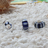 925 Sterling Silver Colorful Glass Charm Bead for Bracelet