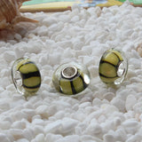 925 Sterling Silver Colorful Glass Charm Bead for Bracelet