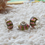 925 Sterling Silver Colorful Glass Charm Bead for Bracelet