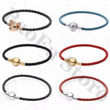 925 Silver Leather Bracelet Shell Princess Leopard DIY Charm Jewelry