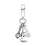 925 Sterling Silver Linked Sister Hearts Charm DIY Beads