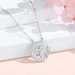 925 Silver Little Prince Moon Pendant Necklace Women Choker