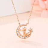 925 Silver Little Prince Moon Pendant Necklace Women Choker