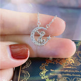 925 Silver Little Prince Moon Pendant Necklace Women Choker