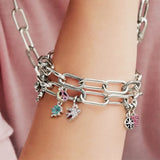 925 Silver Heart Bracelet Snake Chain Women Bangle Xmas