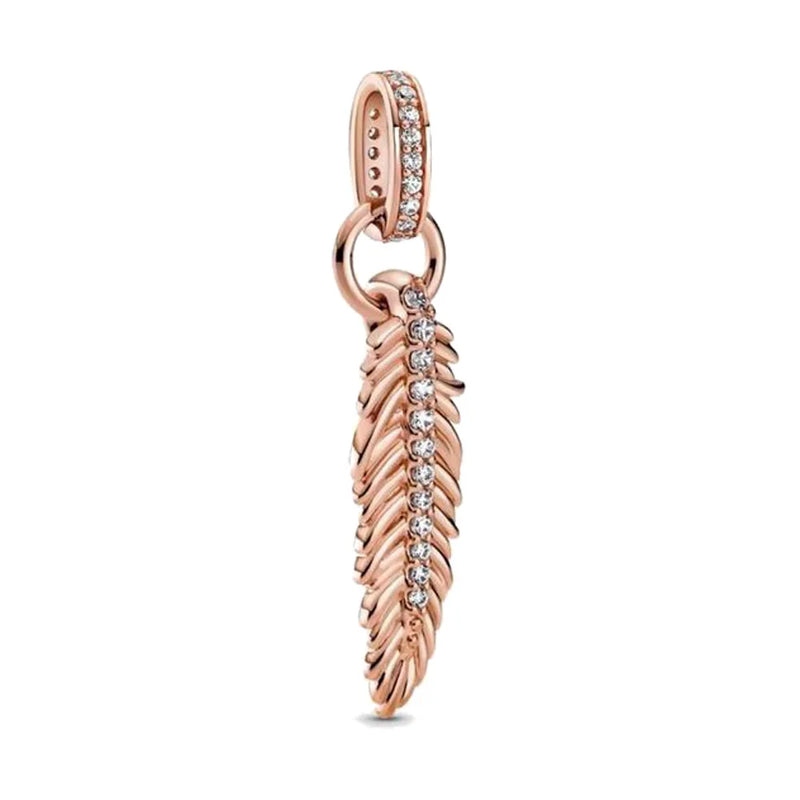 925 Silver Love Heart Leaf Pavu00e9 Charm Beads Fit Pendant