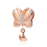 925 Silver Love Heart Leaf Pav&eacute; Charm Beads Fit Pendant