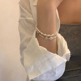 925 Silver Heart Pearls Bracelet For Women