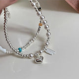 925 Silver Heart Pearls Bracelet For Women