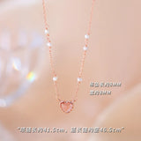 925 Silver Love Pearl Necklace Heart Pendant Choker Gift