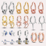 925 Sterling Silver Love Star Earring Heart Hoops Earrings For Women
