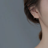 925 Silver Hollow Love Heart Small Earrings for Girls Kids