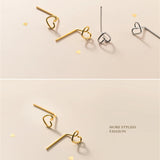 925 Silver Hollow Love Heart Small Earrings for Girls Kids