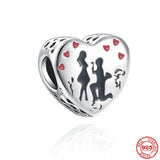 925 Silver Family Sweetheart Charm Bead for Bracelet DIY Jewelry