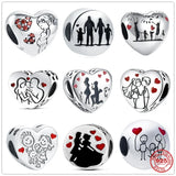 925 Silver Family Sweetheart Charm Bead for Bracelet DIY Jewelry