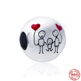 925 Silver Family Sweetheart Charm Bead for Bracelet DIY Jewelry