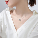 925 Silver Lucky Cylinder Rhinestone Pendant Necklace Rose Women Jewelry