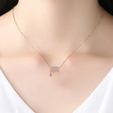 925 Silver Lucky Cylinder Rhinestone Pendant Necklace Rose Women Jewelry