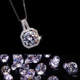 925 Silver Square Diamond Zircon Pendant Necklace Women