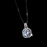 925 Silver Square Diamond Zircon Pendant Necklace Women