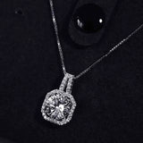 925 Silver Square Diamond Zircon Pendant Necklace Women