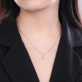 925 Silver Zircon Square Necklace Women Chain Light Jewelry