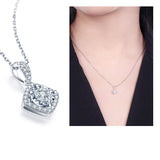 925 Silver Zircon Square Necklace Women Chain Light Jewelry