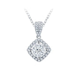 925 Silver Zircon Square Necklace Women Chain Light Jewelry