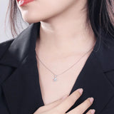 925 Silver Zircon Square Necklace Women Chain Light Jewelry