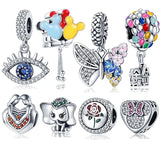 925 Sterling Silver Pink Heart Charm Beads for Bracelet Charms