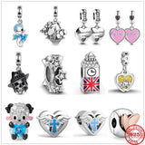 925 Silver Mom Daughter Flower Greek Eye DIY Bead Pendant Charm