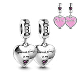 925 Silver Mom Daughter Flower Greek Eye DIY Bead Pendant Charm