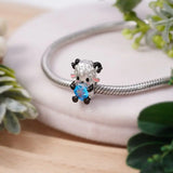 925 Silver Mom Daughter Flower Greek Eye DIY Bead Pendant Charm