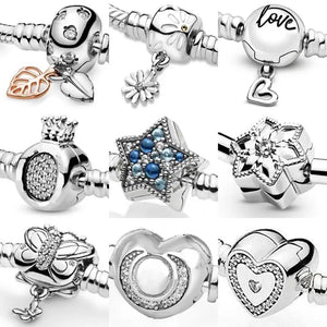 925 Silver Butterfly Star Clasp Bracelet Bangle Charm DIY Jewelry