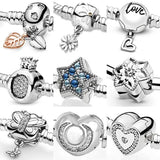 925 Silver Butterfly Star Clasp Bracelet Bangle Charm DIY Jewelry