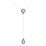 925 Silver Moments T-bar Pansy Flower Y Necklace