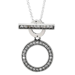 925 Silver Moments T-bar Pansy Flower Y Necklace