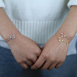 925 Silver Moon Star CZ Link Bracelet Women Jewelry