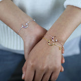 925 Silver Moon Star CZ Link Bracelet Women Jewelry