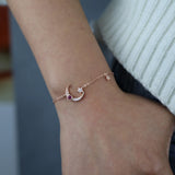925 Silver Moon Star CZ Link Bracelet Women Jewelry