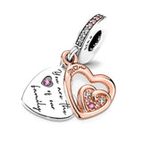 925 Silver Mom Heart Lock Dangle Beads for Bracelet