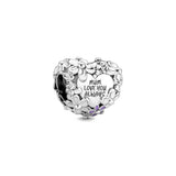 925 Silver Mom Heart Lock Dangle Beads for Bracelet