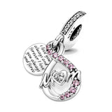 925 Silver Mom Heart Lock Dangle Beads for Bracelet